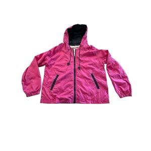 Actra Jacket Womens‎ Pink Windbreaker Full Zip Hooded Lined With Pockets EUC